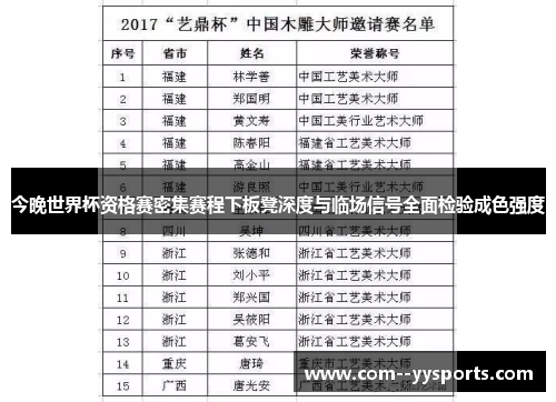 今晚世界杯资格赛密集赛程下板凳深度与临场信号全面检验成色强度
